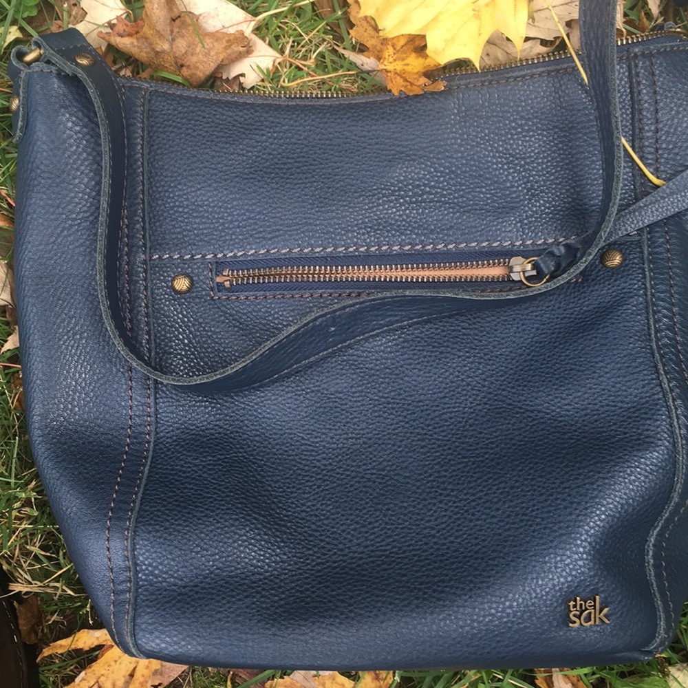 The Sak blue leather shoulder bag